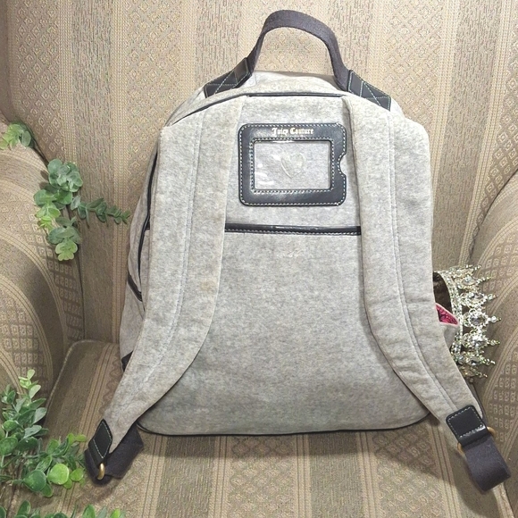 Juicy Couture Y2K Gray Velour Backpack - Picture 4 of 16